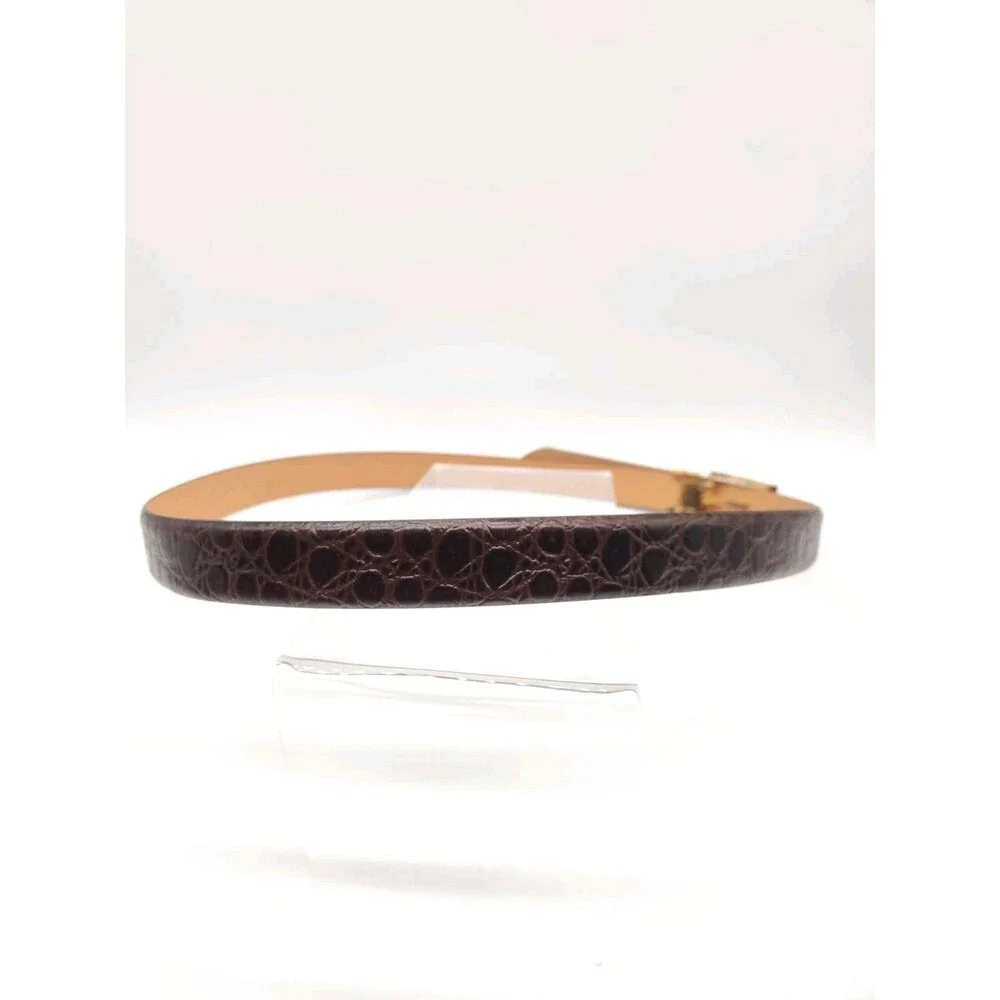 Avanti Size 42 Leather Dress Belt Dark Brown Croc Embossed Made In Italy